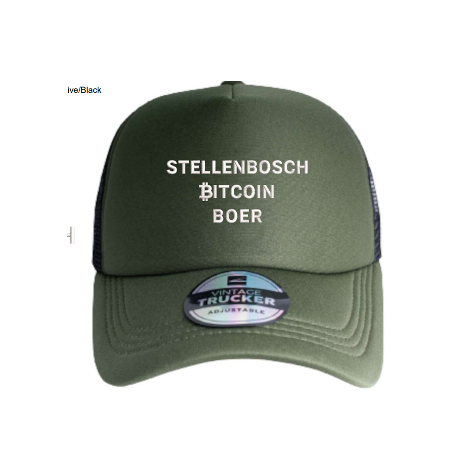 Stellenbosch Bitcoin Boer Cap - Olive Trucker